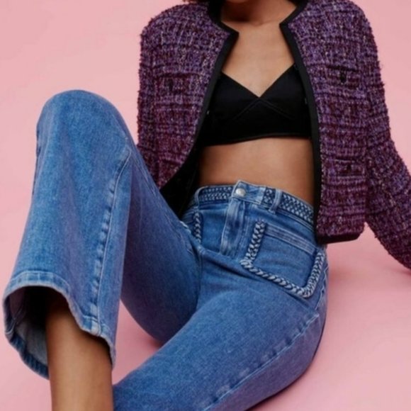 Maje Denim - Maje 222Platane Jeans Braid Detail Patch Pockets Flare Jeans 26